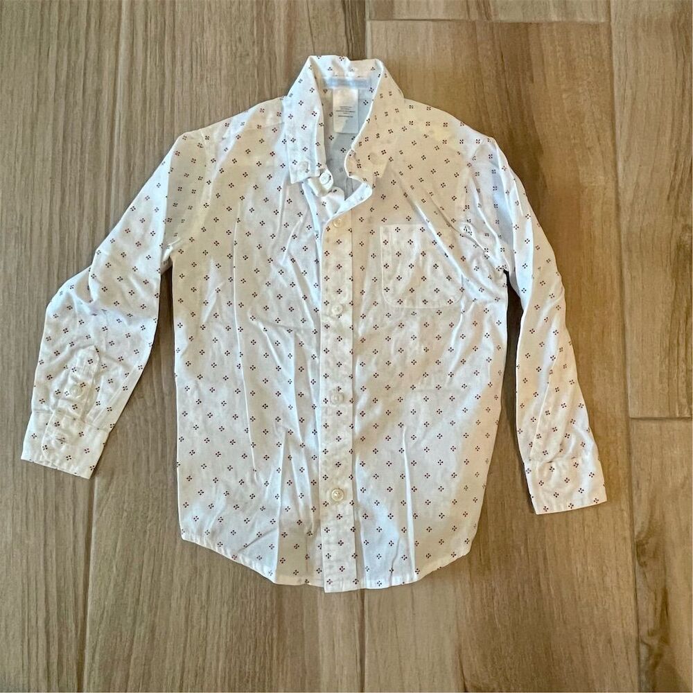 Janie & Jack Kids Vintage Geometric Print Long Sleeve Shirt Size 3
